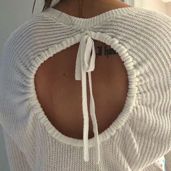 Express White Cut out Back Sweater - Picture 1 of 5